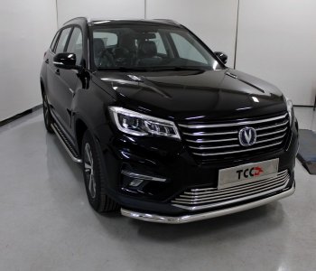 18 449 р. Защита переднего бампера нижняя d60,3 мм ТСС Тюнинг  Changan CS75 (2018-2022) (нержавейка)  с доставкой в г. Санкт‑Петербург. Увеличить фотографию 1