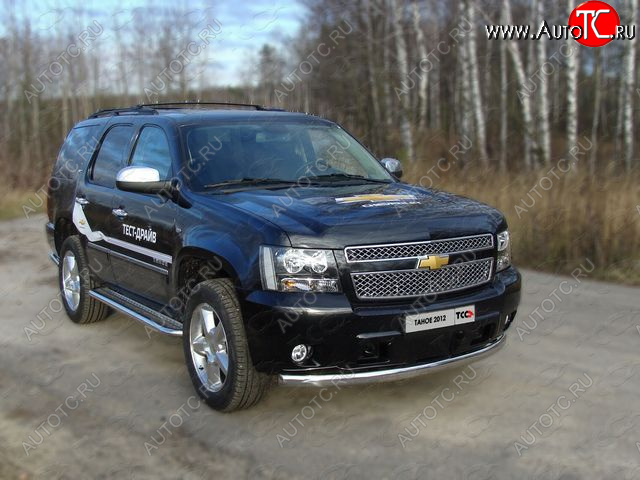 27 699 р. Защита переднего бампера овальная 75х42 мм ТСС тюнинг Chevrolet Tahoe GMT900 5 дв. (2006-2013) (нержавейка)  с доставкой в г. Санкт‑Петербург