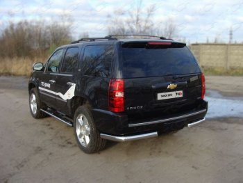 24 099 р. Защита задняя (уголки, нержавейка 75*42 мм) ТСС Тюнинг Chevrolet Tahoe GMT900 5 дв. (2006-2013)  с доставкой в г. Санкт‑Петербург. Увеличить фотографию 1