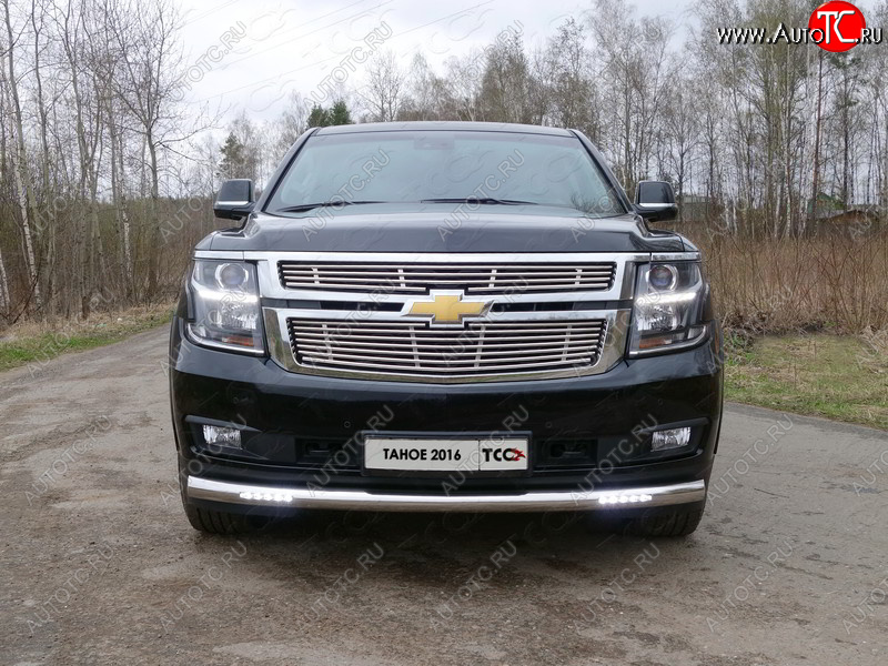 40 649 р. Защита переднего бампера нижняя с ДХО 76,1 мм ТСС Тюнинг Chevrolet Tahoe GMT900 5 дв. (2006-2013) (нержавейка)  с доставкой в г. Санкт‑Петербург