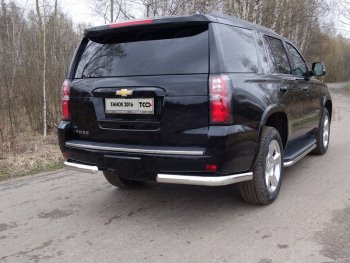 Защита задняя (уголки овальные, нержавейка 75х42 мм) ТСС Тюнинг Chevrolet Tahoe K2UC (2014-2021)  (уголки овальные)