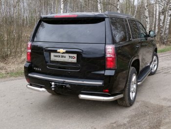 20 999 р. Защита задняя (уголки, нержавейка 76,1 мм) ТСС Тюнинг  Chevrolet Tahoe  K2UC (2014-2021)  с доставкой в г. Санкт‑Петербург. Увеличить фотографию 1