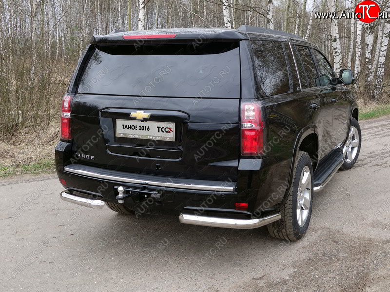 20 999 р. Защита задняя (уголки, нержавейка 76,1 мм) ТСС Тюнинг  Chevrolet Tahoe  K2UC (2014-2021)  с доставкой в г. Санкт‑Петербург