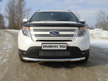 40 649 р. Защита переднего бампера с ходовыми огнями d76,1 мм ТСС Тюнинг Ford Explorer U502 дорестайлинг (2010-2016) (нержавейка)  с доставкой в г. Санкт‑Петербург. Увеличить фотографию 1