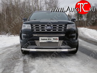 40 649 р. Защита переднего бампера нижняя с ДХО 76,1 мм ТСС Тюнинг Ford Explorer U502 1-ый рестайлинг, 5 дв. (2015-2018) (нержавейка)  с доставкой в г. Санкт‑Петербург