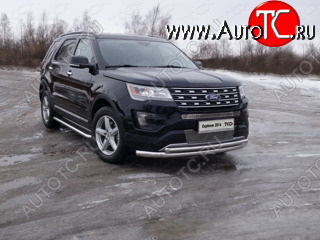 26 699 р. Защита передняя нижняя двойная 76,1*50,8 мм Тюнинг Ford Explorer U502 1-ый рестайлинг, 5 дв. (2015-2018) (нержавейка)  с доставкой в г. Санкт‑Петербург