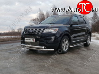 28 599 р. Защита передняя нижняя двойная 76,1*75 мм ТСС Тюнинг  Ford Explorer  U502 (2015-2018) (нержавейка)  с доставкой в г. Санкт‑Петербург