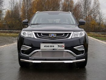 34 649 р. Защита переднего бампера нижняя с ДХО 60,3 мм ТСС Тюнинг Geely Atlas NL3 (2016-2022) (нержавейка)  с доставкой в г. Санкт‑Петербург. Увеличить фотографию 1