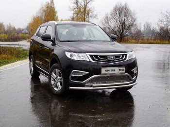 Защита переднего бампера нижняя двойная 60,3*42,4 мм ТСС Тюнинг Geely Atlas NL3 (2016-2022)  (нержавейка)