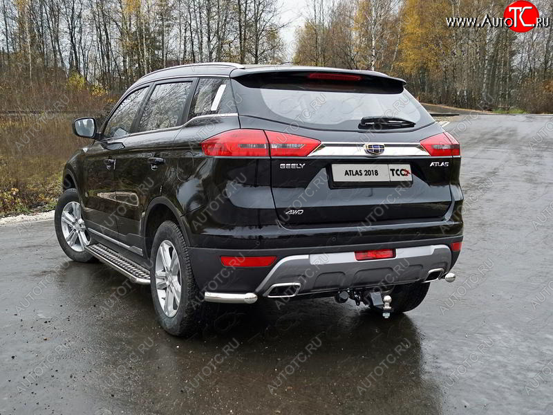 8 899 р. Защита заднего бампера (уголки, d60,3 мм) TCC  Geely Atlas  NL3 (2016-2022)  с доставкой в г. Санкт‑Петербург