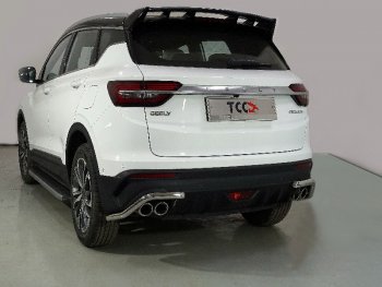 7 499 р. Защита заднего бампера (уголки, d42,4 мм) TCC Geely Coolray SX11 дорестайлинг (2018-2023)  с доставкой в г. Санкт‑Петербург. Увеличить фотографию 1