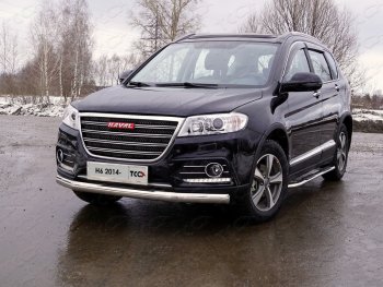 Защита переднего бампера нижняя овальная 75х42 мм ТСС Тюнинг Haval (Хавал) H6 (Н6)  1 (2014-2017) 1  (нержавейка)