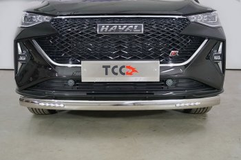 Защита передняя нижняя овальная с ДХО 75х42 мм ТСС Тюнинг Haval F7x  рестайлинг (2022-2024)  (нержавейка)