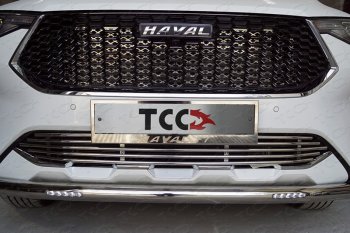 36 949 р. Защита передняя нижняя короткая с ДХО 60,3 мм ТСС Тюнинг Haval F7  дорестайлинг (2018-2022) (нержавейка)  с доставкой в г. Санкт‑Петербург. Увеличить фотографию 1