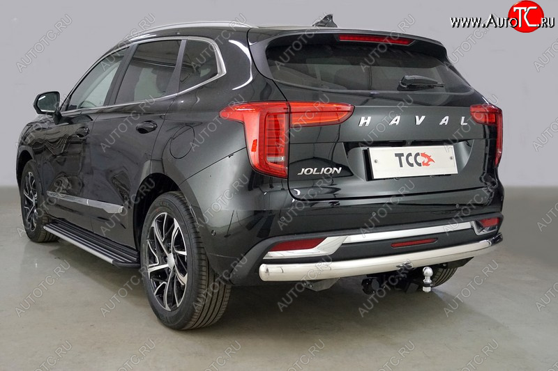 20 999 р. Защита заднего бампера (1.5 2WD, овальная, d75х42 мм) TCC  Haval Jolion (2020-2024)  с доставкой в г. Санкт‑Петербург