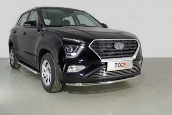 17 799 р. Защита переднего бампера нижняя d42,4 мм ТСС Тюнинг  Hyundai Creta  SU (2020-2022) (нержавейка)  с доставкой в г. Санкт‑Петербург. Увеличить фотографию 1