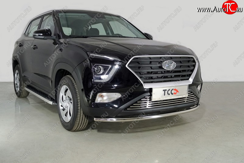 17 799 р. Защита переднего бампера нижняя d42,4 мм ТСС Тюнинг  Hyundai Creta  SU (2020-2022) (нержавейка)  с доставкой в г. Санкт‑Петербург