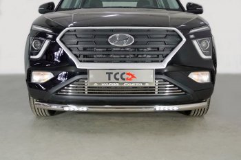 37 649 р. Защита переднего бампера нижняя с ДХО 60,3 мм ТСС Тюнинг Hyundai Creta SU (2020-2022) (нержавейка)  с доставкой в г. Санкт‑Петербург. Увеличить фотографию 1