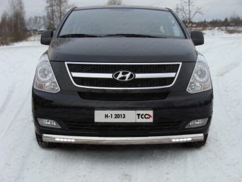 41 999 р. Защита переднего бампера нижняя с ДХО 75х42 мм ТСС Тюнинг Hyundai Starex/Grand Starex/H1 TQ рестайлинг (2014-2018) (нержавейка)  с доставкой в г. Санкт‑Петербург. Увеличить фотографию 1