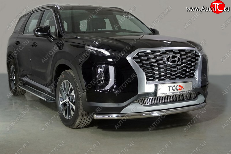 22 599 р. Защита переднего бампера нижняя d60,3 мм ТСС Тюнинг Hyundai Palisade LX2 (2018-2022) (нержавейка)  с доставкой в г. Санкт‑Петербург