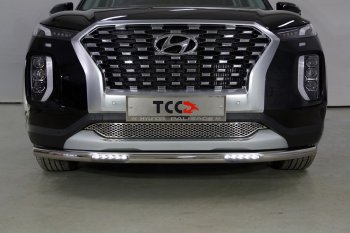 38 999 р. Защита переднего бампера нижняя с ДХО 60,3 мм ТСС Тюнинг  Hyundai Palisade  LX2 (2018-2022) (нержавейка)  с доставкой в г. Санкт‑Петербург. Увеличить фотографию 1