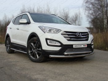 22 599 р. Защита переднего бампера нижняя d60,3*50,8 мм ТСС Тюнинг  Hyundai Santa Fe  DM (2012-2019) дорестайлинг, рестайлинг (нержавейка)  с доставкой в г. Санкт‑Петербург. Увеличить фотографию 1