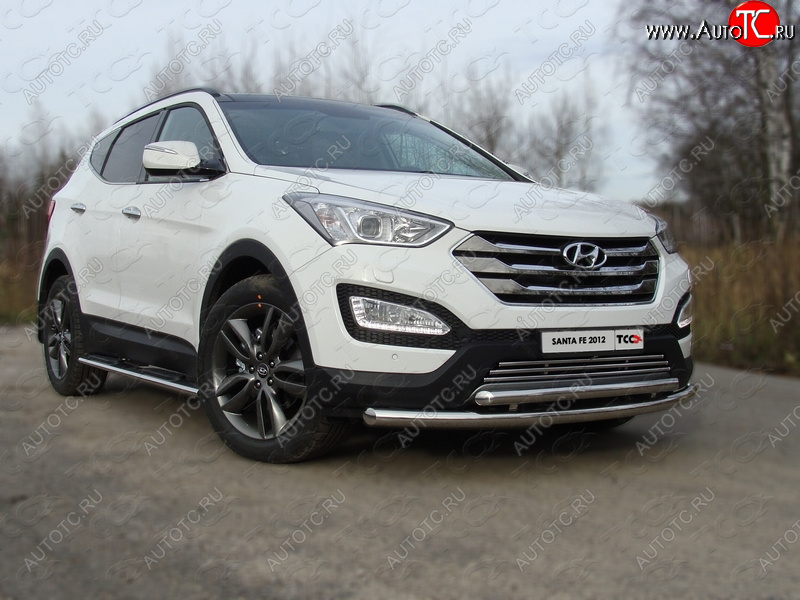 22 599 р. Защита переднего бампера нижняя d60,3*50,8 мм ТСС Тюнинг Hyundai Santa Fe DM дорестайлинг (2012-2016) (нержавейка)  с доставкой в г. Санкт‑Петербург