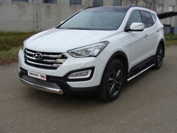 16 299 р. Защита переднего бампера овальная короткая 75х42 мм ТСС тюнинг  Hyundai Santa Fe  DM (2012-2016) дорестайлинг (нержавейка)  с доставкой в г. Санкт‑Петербург. Увеличить фотографию 1