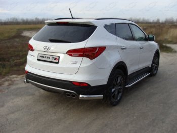 Защита заднего бампера (уголки, d75х42 мм) TCC Hyundai Santa Fe 3 DM рестайлинг (2015-2019)