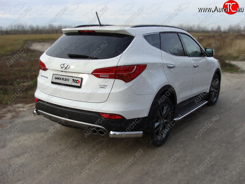 12 999 р. Защита заднего бампера (уголки, d75х42 мм) TCC  Hyundai Santa Fe  3 DM (2012-2019) дорестайлинг, рестайлинг  с доставкой в г. Санкт‑Петербург