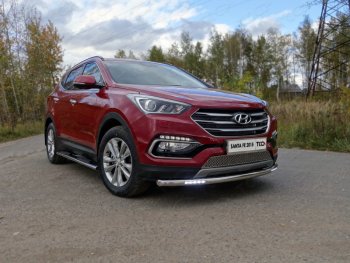 Защита переднего бампера нижняя с ДХО 60,3 мм ТСС Тюнинг Hyundai Santa Fe 3 DM рестайлинг (2015-2019)