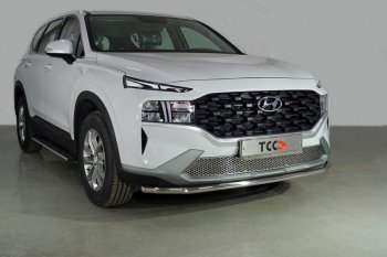 17 799 р. Защита переднего бампера нижняя d42,4 мм ТСС Тюнинг  Hyundai Santa Fe  4 TM (2020-2024) (нержавейка)  с доставкой в г. Санкт‑Петербург. Увеличить фотографию 1