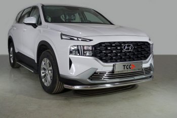 Защита переднего бампера нижняя d60,3 мм ТСС Тюнинг Hyundai (Хюндаи) Santa Fe (Санта)  TM (2020-2022) TM рестайлинг  (нержавейка)