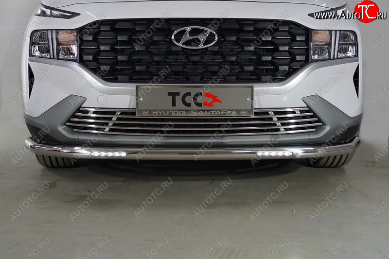 37 649 р. Защита переднего бампера нижняя с ДХО 60,3 мм ТСС Тюнинг  Hyundai Santa Fe  TM (2020-2022) рестайлинг (нержавейка)  с доставкой в г. Санкт‑Петербург