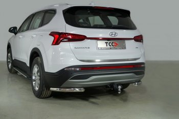 Защита заднего бампера (уголки, d60,3 мм) TCC Hyundai (Хюндаи) Santa Fe (Санта)  TM (2020-2022) TM рестайлинг