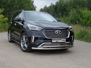 Защита переднего бампера нижняя двойная 60,3*42,4 мм ТСС Тюнинг Hyundai Grand Santa Fe 1 DM рестайлинг (2016-2018)  (нержавейка)