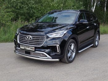 19 999 р. Пороги алюминиевые с пластиковой накладкой ТСС Тюнинг  Hyundai Grand Santa Fe  1 DM (2016-2018) рестайлинг (серые)  с доставкой в г. Санкт‑Петербург. Увеличить фотографию 1