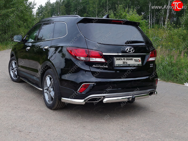 16 299 р. Защита задняя (центральная овальная 75х42 мм) ТСС Тюнинг Hyundai Santa Fe DM рестайлинг (2015-2019)  с доставкой в г. Санкт‑Петербург