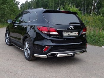 Защита задняя (уголки овальные, нержавейка 75х42 мм) ТСС Тюнинг Hyundai Santa Fe 3 DM рестайлинг (2015-2019)  (уголки овальные)