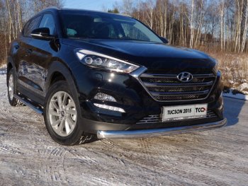 Защита переднего бампера нижняя овальная 75х42 мм ТСС Тюнинг Hyundai Tucson 3 TL дорестайлинг (2015-2018)  (нержавейка)