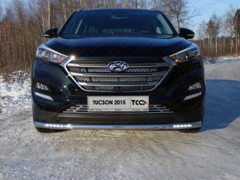 37 649 р. Защита переднего бампера нижняя с ДХО 60,3 мм ТСС Тюнинг  Hyundai Tucson  TL (2015-2018) дорестайлинг (нержавейка)  с доставкой в г. Санкт‑Петербург. Увеличить фотографию 1