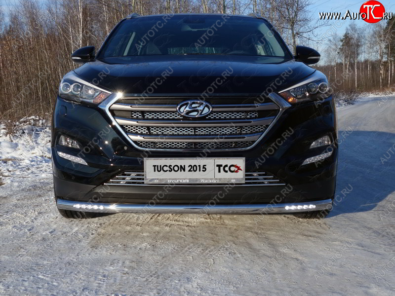 37 649 р. Защита переднего бампера нижняя с ДХО 60,3 мм ТСС Тюнинг Hyundai Tucson TL дорестайлинг (2015-2018) (нержавейка)  с доставкой в г. Санкт‑Петербург