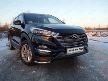 Защита переднего бампера уголки 42,4 мм ТСС тюнинг Hyundai Tucson 3 TL дорестайлинг (2015-2018)  (нержавейка)