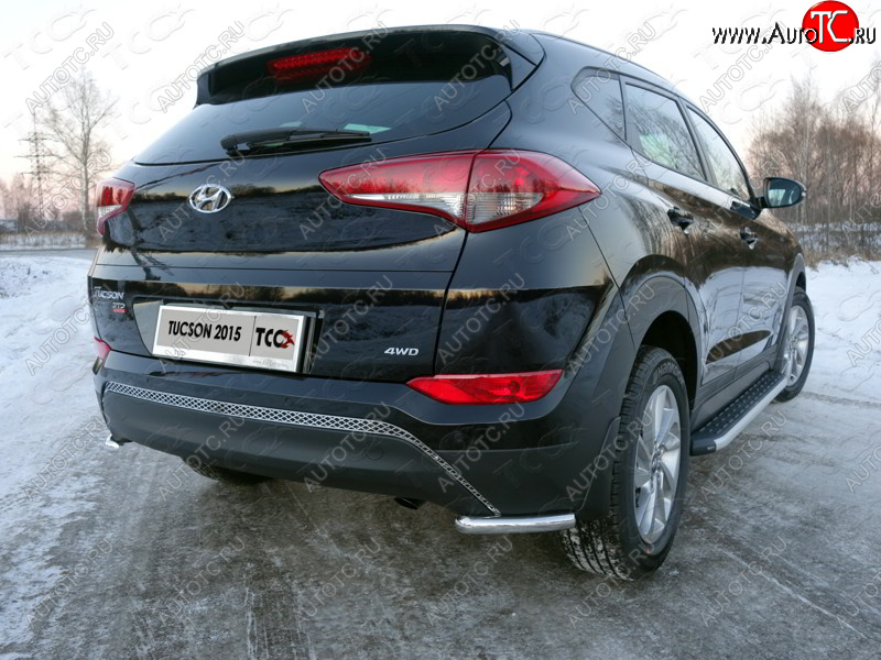 11 999 р. Защита заднего бампера (уголки, d42,4 мм) TCC  Hyundai Tucson  3 TL (2015-2018) дорестайлинг  с доставкой в г. Санкт‑Петербург