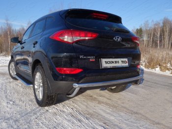 23 999 р. Защита задняя (нержавейка 60,3*42,4 мм) ТСС Тюнинг  Hyundai Tucson  3 TL (2015-2018) дорестайлинг  с доставкой в г. Санкт‑Петербург. Увеличить фотографию 1