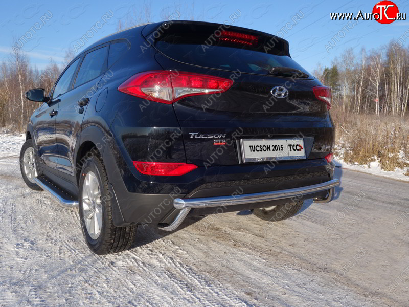 23 999 р. Защита задняя (нержавейка 60,3*42,4 мм) ТСС Тюнинг  Hyundai Tucson  3 TL (2015-2018) дорестайлинг  с доставкой в г. Санкт‑Петербург