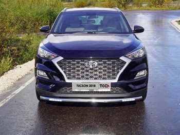 33 849 р. Защита переднего бампера нижняя с ДХО 60,3 мм ТСС Тюнинг Hyundai Tucson TL рестайлинг (2018-2021) (нержавейка)  с доставкой в г. Санкт‑Петербург. Увеличить фотографию 1