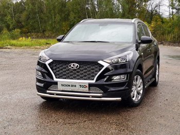 Защита переднего бампера нижняя двойная 60,3*42,4 ммТСС Тюнинг Hyundai Tucson 3 TL рестайлинг (2018-2021)  (нержавейка)