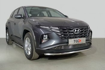 17 799 р. Защита переднего бампера нижняя d42,4 мм ТСС Тюнинг  Hyundai Tucson  4 NX4 (2020-2022) (нержавейка)  с доставкой в г. Санкт‑Петербург. Увеличить фотографию 1