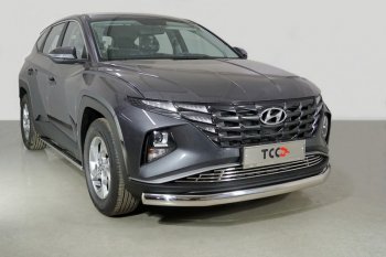 24 099 р. Защита переднего бампера нижняя овальная 75х42 мм ТСС Тюнинг Hyundai Tucson NX4 (2020-2022) (нержавейка)  с доставкой в г. Санкт‑Петербург. Увеличить фотографию 1